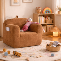 Fauteuil en polaire Sherpa Teddy marron chaud, avec noyau en mousse de soutien, en tissu résistant aux animaux domestiques, idéal pour la lecture dans la chambre d'enfant