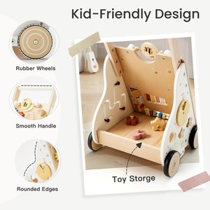 Poussette Moderne à <span class=keywords><strong>4</strong></span> <span class=keywords><strong>Roues</strong></span> pour Bébé, Trotteur Simple et Économique pour Nouveau-né, Trotteur en Bois pour Bébé, <span class=keywords><strong>Rollator</strong></span> - Product Image 2