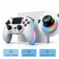 Manette de jeu sans fil RGB rechargeable pour PC/PS5 avec moteur de vibration, macro programmable, boucle, capteur Hall 6 axes et bouton Turbo