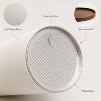 Tube en carton alimentaire rond avec couvercle en aluminium facile à décoller, emballage hermétique pour biscuits et chips