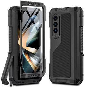 Per Samsung <span class=keywords><strong>Galaxy</strong></span> Z Fold <span class=keywords><strong>7</strong></span> / Fold 6 5 4 - Custodia Protettiva Integrale Antiurto in Metallo Rinforzato con Supporto e Slot per Penna - Product Image 1