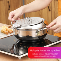 Friteuse à tempura japonaise moderne promotionnelle en acier inoxydable 304 avec couvercle et doubles poignées