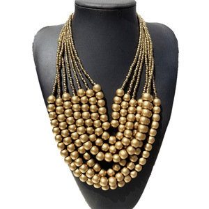 Thời trang Bohemian của phụ nữ phóng đại qua biên giới nhiều lớp hạt gạo Vòng cổ phong cách dân tộc hạt gỗ trang sức đầy màu sắc - Product Image 3