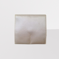 Récipient à bijoux personnalisé en cuir PU 8*8cm pochette à bouton beige pour boucles d'oreilles et bagues petit sac pochette à bijoux personnalisé