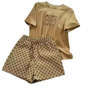 Nouvel Arrivage Ensemble Décontracté <span class=keywords><strong>Femme</strong></span> Été : Pull Tricoté Lettres Luxe et Short - Product Image 3