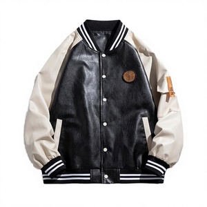 Blouson universitaire décontracté personnalisé pour le printemps, corps en laine, manches en spandex/polyester, fermeture éclair sur le devant, coupe-vent et respirant, style Letterman, OEM - Product Image 3