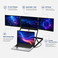 Moniteur portable triple écran 14 pouces QHD OEM pour ordinateur portable de jeu, extension d'écran multi-écrans 2.5K