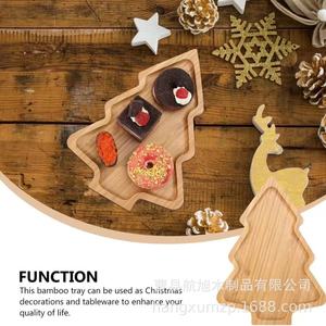 Hangxu Christmas Wooden Tray Irregular Shape For <b>Home</b> Dining Table Decorative Storage Candy Cookies Display - Product Image 4