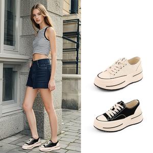 Zapatos informales de primavera <span class=keywords><strong>y</strong></span> otoño para <span class=keywords><strong>mujer</strong></span> con lona de piel de oveja interior, suela gruesa elevada, diseño versátil suave <span class=keywords><strong>y</strong></span> ligero - Product Image 2