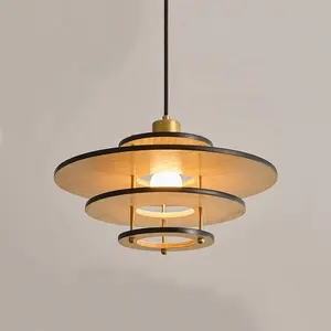 Suspension d'éclairage intérieur en bois japonais Nocic circle E27 suspension pour salle à manger bar lampe de table
