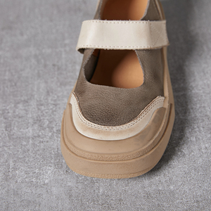 Ngón Chân Vuông Da Bò Mùa Hè Nhật Bản Hàn Quốc Phong Cách Giản Dị Giày Người Phụ Nữ Đi Bộ Giày Người Anh Vải Hợp Thời Trang Giày Bán Buôn Tùy Chỉnh - Product Image 3