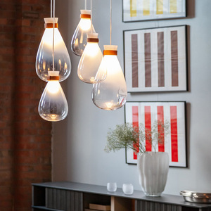 Nordic Designer Multi-Head <b>Balloon</b> Leather Chandelier Teardrop Glass Pendant for Living Room Dining Room Bar Counter Chandelier - Product Image 5