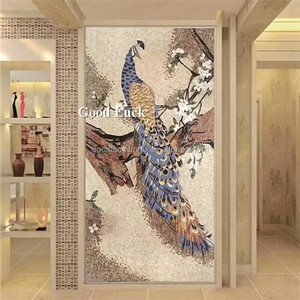Paon Mosaïque Carrelage Image Motif Conception Verre Mosaïque Carrelage Matériel <span class=keywords><strong>pour</strong></span> Mur Dosseret Mosaïque Murale Art - Product Image 5
