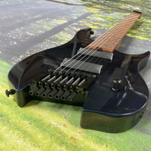 Guitarra Eléctrica de 7 Cuerdas sin Cabezal, Cuerpo de Caoba, Construcción de Madera Sólida, Acabado Sunburst, Uso Profesional, Stock en EE. UU. - Product Image 3