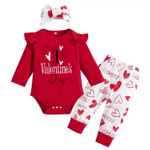 Regalo del Día de San Valentín ropa para niños Otoño Invierno My First Valentine's Day Bodysuit Baby Boys Girls Valentine Day Outfit