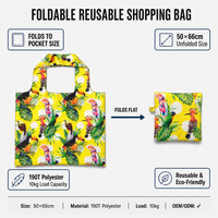 Sac de courses réutilisable pliable à longues poignées en polyester 190T, sac écologique, impression de motifs personnalisés, logo personnalisé, fournisseur en gros, usine