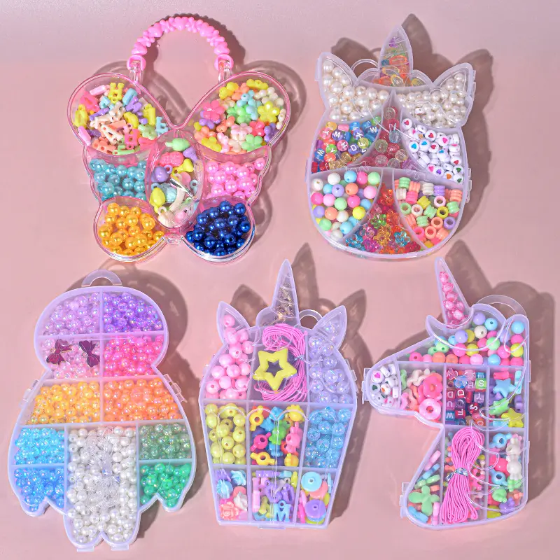 Set hadiah anak-anak, kit pembuatan perhiasan manik-manik permen multi desain untuk DIY kalung gelang anak perempuan