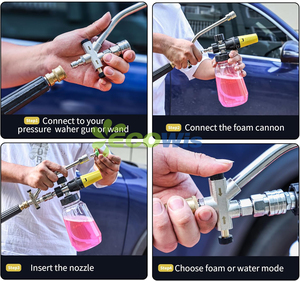 Canon à mousse manuel 2L pour nettoyeur haute pression de jardin avec lance à mousse neige et pulvérisateur à gâchette pour lavage de voiture et raccord de tuyau - Product Image 6
