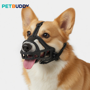 Muselière pour chien PETBUDDY, réglable, respirante, en plastique, taille moyenne, style simple, fermeture à boucle pour chiens - Product Image 1