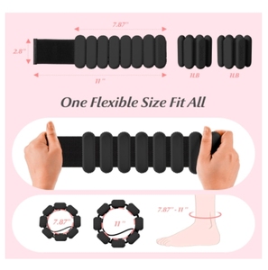 WL MZ030 Juego de Pesas Personalizadas para Tobillos y Muñecas, 2 Pares de 1 lb Cada Uno, para Ejercicio Físico Integral, de Silicona Negra Resistente y Acero, para Yoga - Product Image 2