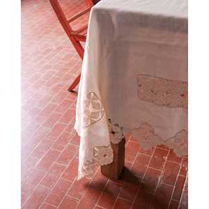 Mantel de Lino a Rayas Étnicas con Inserto Geométrico de Crochet, Rectangular, para Bodas, Hoteles, Catiacingolani - Product Image 1