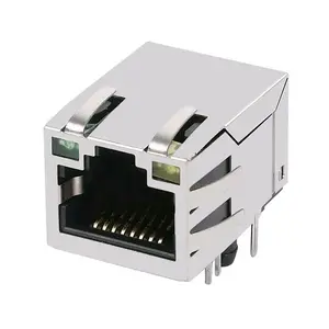 Conector de entrada única da porta S22-ZZ-0023, interface para rede lan com led gigabit ethernet jack 10pin rj45