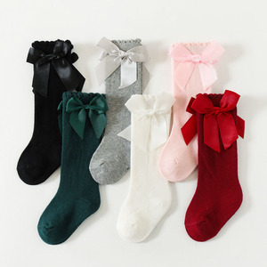 Calcetines de Algodón para Bebés, <span class=keywords><strong>con</strong></span> Lazo, Estilo Español, para Niñas Pequeñas, para Fiestas, Escolares, Elásticos, Hechos a Mano, <span class=keywords><strong>con</strong></span> Lazo, Hasta la Rodilla - Product Image 4