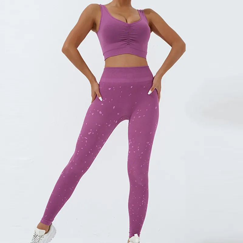 2024 On Sale 2 Piece Set Premium Sensual Pleated Bra Butt Running Sweatpants Yoga Sets Fitness Women