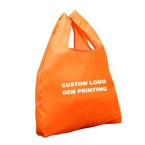 Sac fourre-tout pliable personnalisé en polyester écologique, avec logo imprimé sur écran, réutilisable pour la publicité promotionnelle - Product Image 2