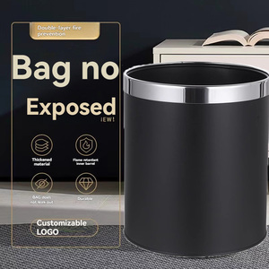 Cubo de basura circular negro de 10L con cubo interior de plástico desmontable para hoteles selectos, casas de huéspedes, restaurantes, apartamentos, bibliotecas - Product Image 2