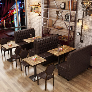 Muebles Modernos de Lujo, Sofá de Cuero y Madera de Estilo Retro para Cafetería o Restaurante, Solución de Asientos Privados - Product Image 4