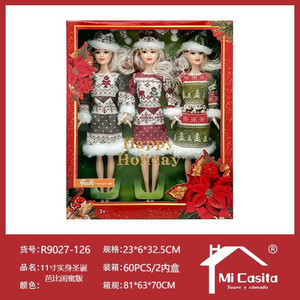 Set di bambole di Natale da 11 pollici all'ingrosso da 3 con abiti invernali da 60 unità Per scatola - Product Image 1