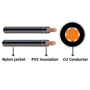Cable de Bajo Voltaje THHN THWN-2 de 600V, Conductor de Cobre Trenzado, Aislamiento de PVC, Revestimiento de Nailon, para Instalaciones Eléctricas Industriales Aéreas - Product Image 6