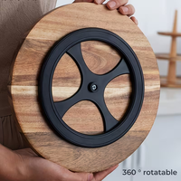 360 °   Plateau tournant en bois rond, plateaux décoratifs multifonctionnels pour la décoration de la maison, présentoir à bijoux, plateau décoratif