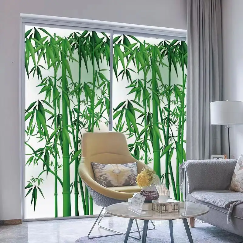 Adesivo in bambù per finestra di vetro statico grande con stampa HD riutilizzabile Non adesivo