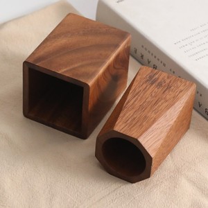 Solid Wood Pen Holder Walnut Wood Square Octagonal Office <b>Desktop</b> Storage Stationery <b>Organizer</b> - Product Image 2