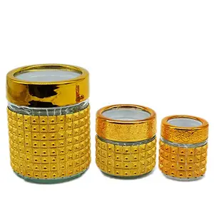 50ml 100ml 350ml Gold Glass Food Storage Jar Recipientes com tampas de ouro Wide Mouth Mason Jars Bulk