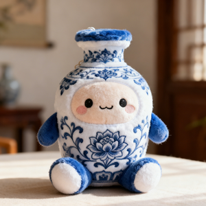 Customize Creative Chinese Blue and White <strong>Porcelain</strong> Toy Cute Plush <strong>Doll</strong> Accompanying Healing <strong>Doll</strong> Gifts Factory Direct <strong>Sale</strong> - Product Image 4