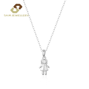 Precioso Collar de Plata de Ley 925 con Colgante de Muñecas de Pareja, Diamante Cultivado en Laboratorio, Niño y Niña, Bonito Regalo de Joyería para Mejores Amigos - Product Image 5