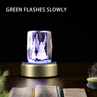 Socle rotatif à 360 degrés pour cristaux et objets en verre, 5 LED, avec câble d'alimentation USB, base lumineuse LED
