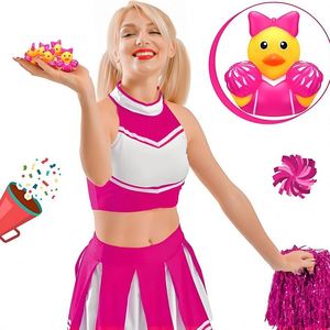 Cheer Squad Customized Batch Printed Pvc Rubber Duck Shaped Bathtub <b>Bath</b> Toys With Pattern Designs - Product Image 4