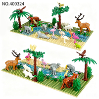 Set de Bloques de Construcción del Mundo Animal, Diorama de Zoológico MOC, Ladrillos de Escena, Rompecabezas 3D, Juguete de Construcción, Regalo Educativo para Todas las Edades