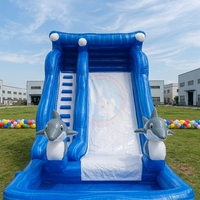 Toboggan aquatique gonflable géant avec piscine, structure de jeux gonflable en PVC commercial, combo gonflable extérieur personnalisé pour enfants et adultes