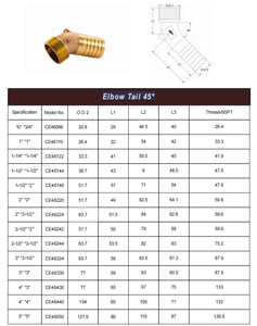Codo de bronce de 45 grados resistente a la corrosión con conexión de manguera de púas para tuberías de agua de yates - Product Image 3