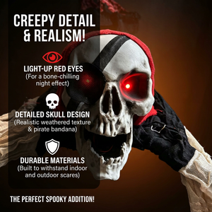 Squelette de pirate rampant animé avec yeux lumineux effrayants, décoration d'Halloween pour jardin extérieur, maison hantée, accessoires de fête - Product Image 3