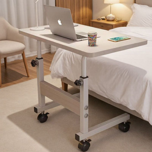 <span class=keywords><strong>Bureau</strong></span> d'ordinateur <span class=keywords><strong>pliable</strong></span> en bois réglable en hauteur pour la maison, avec rangement, table d'appoint portable pour ordinateur portable, <span class=keywords><strong>roulettes</strong></span> mobiles - Product Image 1
