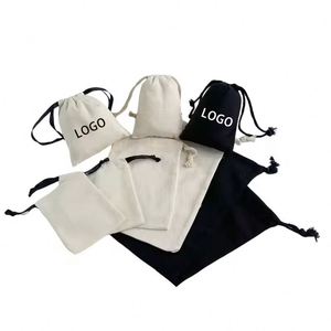 Premium Quality Thick Cotton Fabric <b>Drawstring</b> Bag Durable Mini Closure Dust Pouch for Gift Packaging - Product Image 1