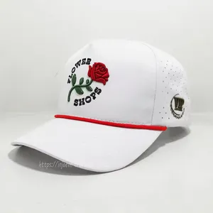 Individuelle Stickerei Logo Baseballkappen mit Laserschnitt hochwertige Sport-Golfkappen mit Seil Herren wasserdichte Herren-Hüte DOM107