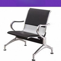 Chaise d'attente publique moderne et durable - Cadre en acier avec coussin en cuir PU pour les zones de réception des écoles, des bureaux et des hôpitaux