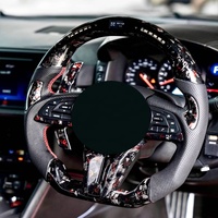 Setir Mobil Balap Universal Serat Karbon Tempa dengan Lampu LED Setir Video Game LED untuk Nissan GTR35
